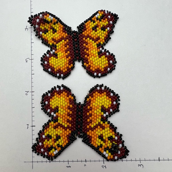 Oversized Statement Butterfly Earrings - Seed Bead Butterfly Dangle Earrings - Picture 4 of 9